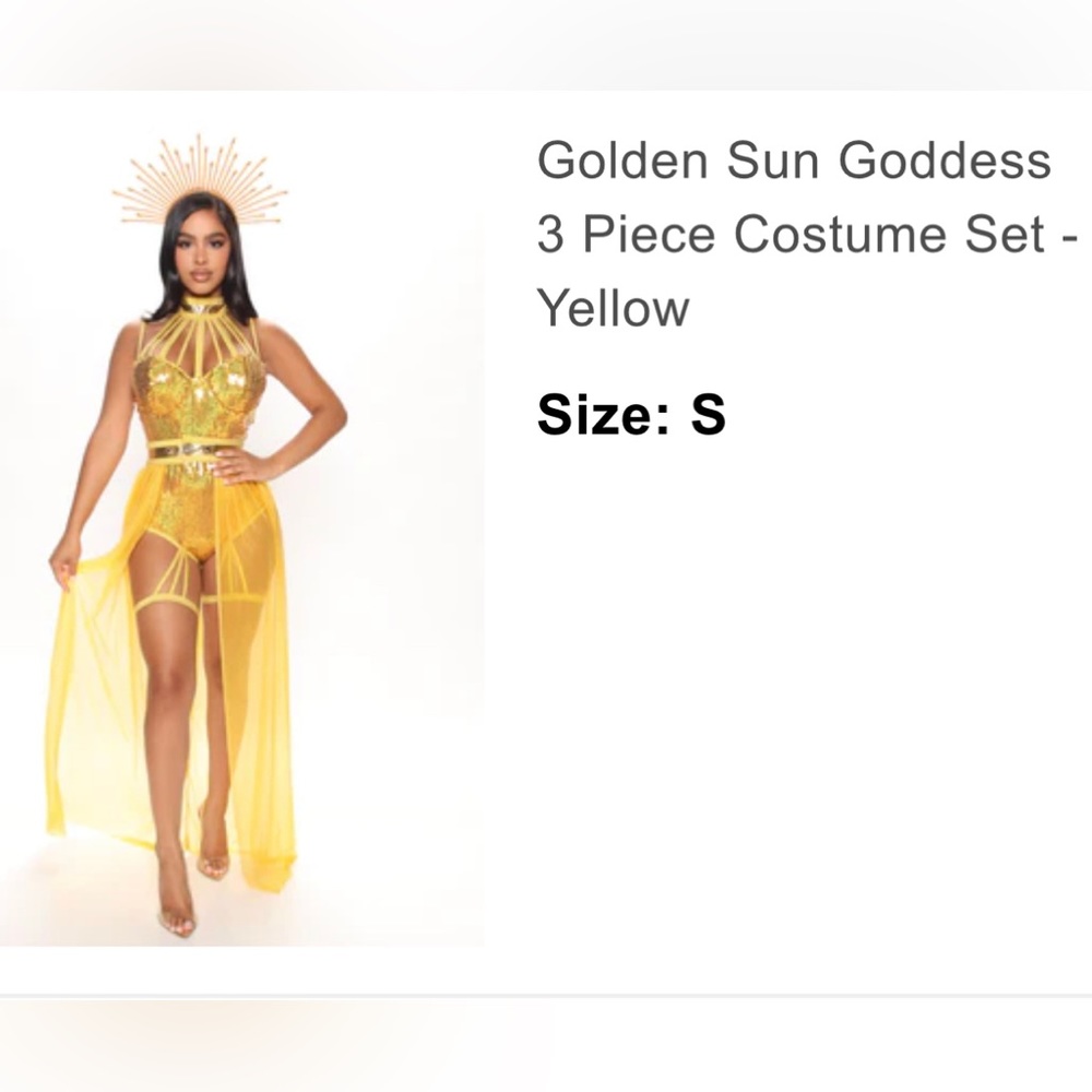 Golden Sun Goddess 3 Piece Costume Set